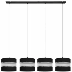 image of Helam Helen Straight Bar Pendant Ceiling Light Black, Silver 100cm