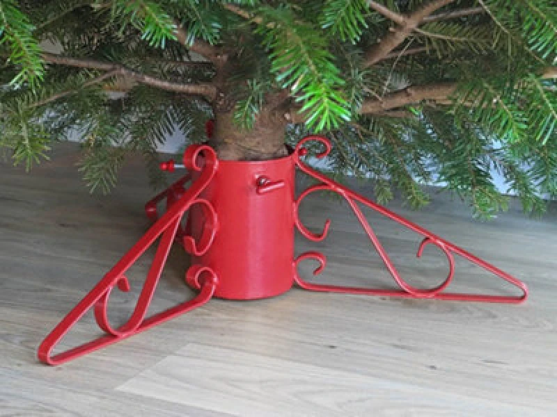 Image of Garden Pride Scrolled Christmas Tree Stand - Red - 5" Diameter