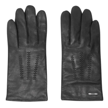 Image of Boss Boss Hainz Leather Gloves Mens - Black