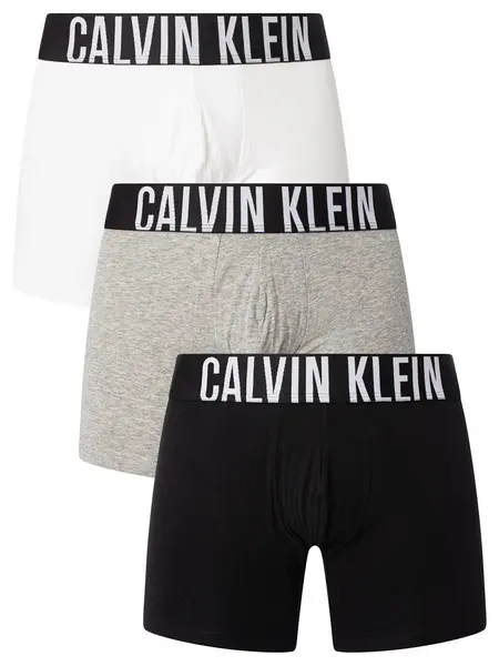Image of Calvin Klein Intense Power 3 Pack Boxer Briefs Black/Grey Heather/White S