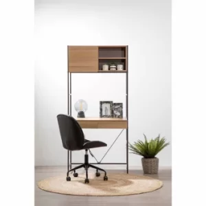 image of Interiors by PH Desk and Storage Cabinet with Dark Brown Frame, Brown