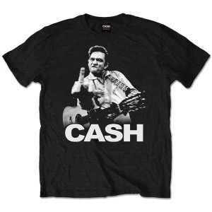 Image of Johnny Cash - Finger Unisex Large T-Shirt - Black