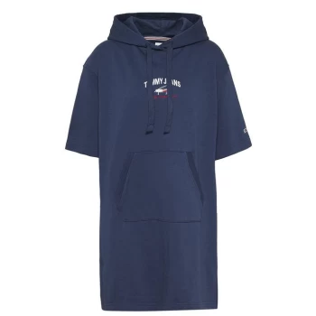 image of Tommy Jeans Script Hoodie Dress - C87 TWLIGHT NVY