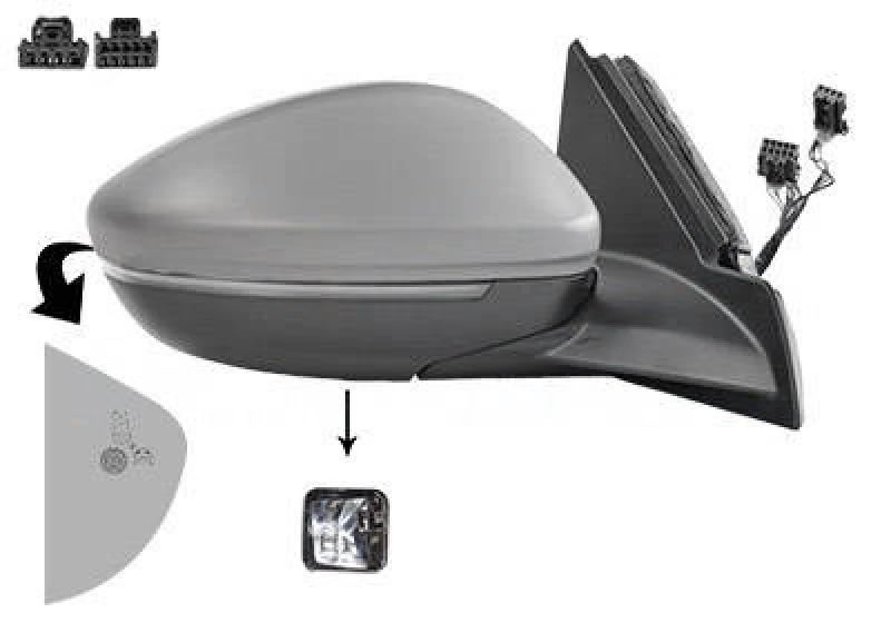 Image of VAN WEZEL 4043828 Wing mirror * HAGUS * Right, with temperature sensor, primed Outside Mirror (50)
