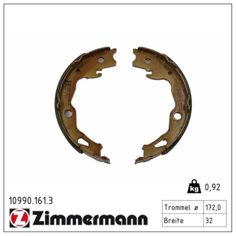 Image of ZIMMERMANN Brake Shoe Set ZIMMERMANN 10990.161.3