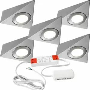 Image of 5x brushed nickel Pyramid Surface Under Cabinet Kitchen Light & Driver Kit - Warm White led