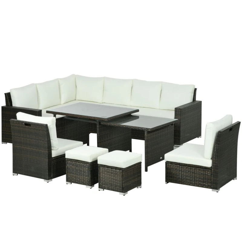 Image of Outsunny Outsunny - 10-Seater Sofa Sectional w/ Cushioned Seat 860-295V70CW