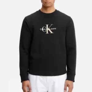 Image of Calvin Klein Jeans Mens Archival Monologo Waffle Long Sleeve T-Shirt - Ck Black - L