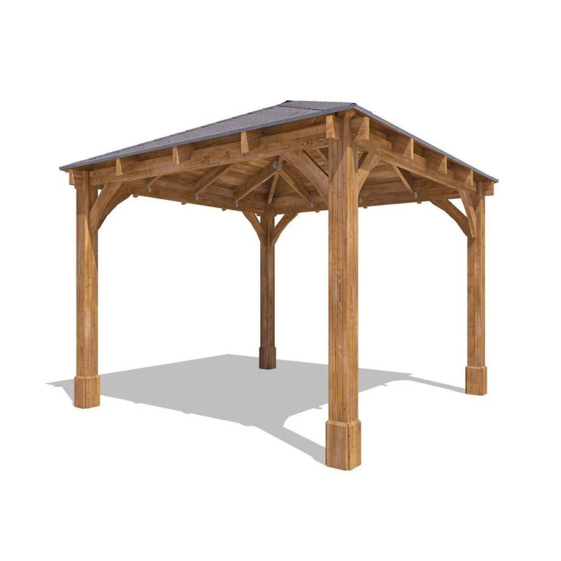 Image of Dunster House Wooden Heavy Duty Gazebo 3 X 3 Metres Pressure Treated Hot Tub Shelter With Roof Shingles Leviathan