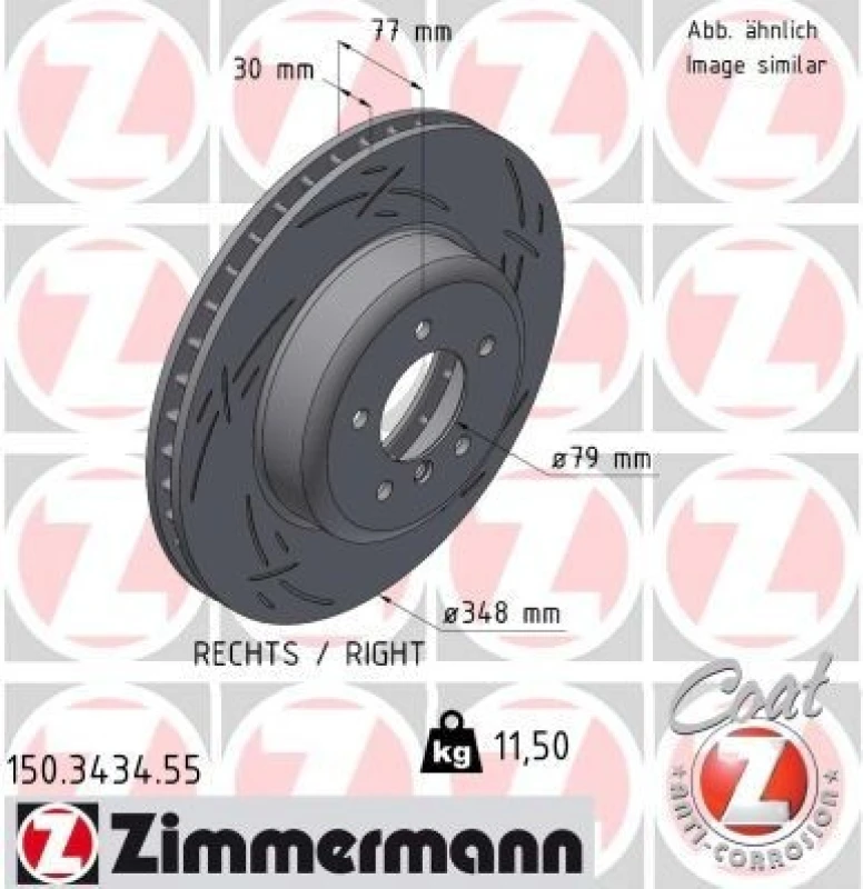 Image of ZIMMERMANN Brake disc ZIMMERMANN 150.3434.55