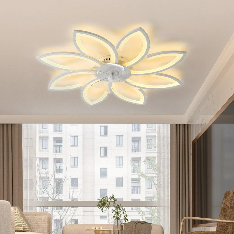 Image of Kabinet UK Modern Flower Shape Ceiling Fan with Light Fans One size White 42369901000