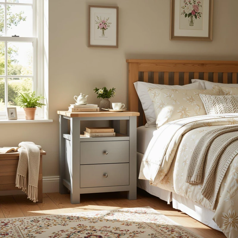 Image of Jack Wills 2 Drawer Wood Compact Bedside Table Grey unisex One Size