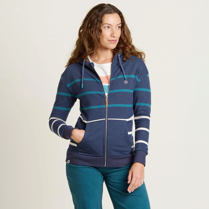 Image of Brakeburn Navy Zip Through Hoodie Blue