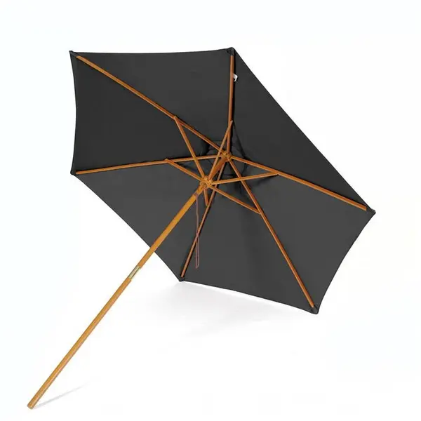 image of Suntime 2.7m Wooden Market Garden Parasol - Black One Size