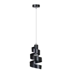 Image of Saga Black Slim Pendant Ceiling Light 1x E27