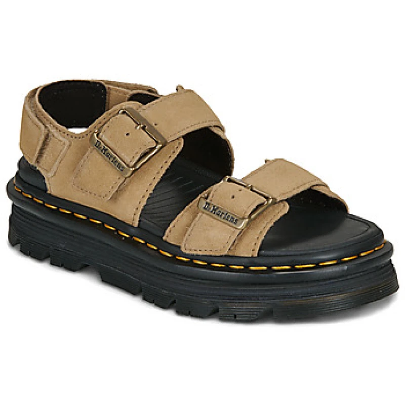 Image of Dr. Martens ZebZag Sandal Savannah Tan EH Suede womens Wedge sandals in Beige