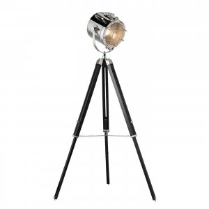 Image of Floor Lamp Matt Black, Polished Nickel Plate, E27