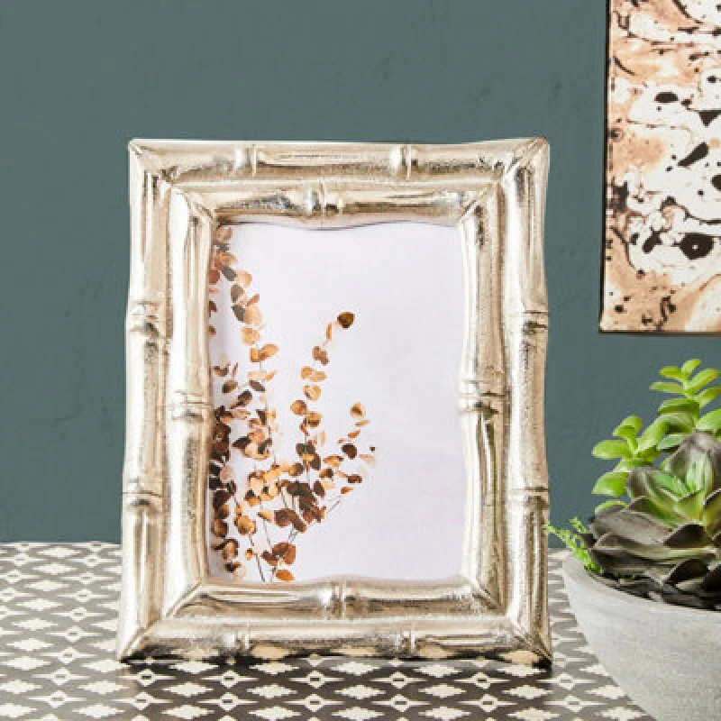 Image of Orsina Hiba Silver Finish Bamboo Effect Photo Frame 5X7In
