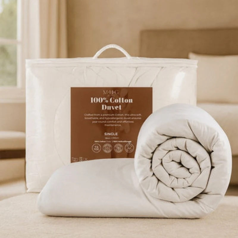 Image of MHG Living 7.5 Tog Hotel Quality Spring/autumn Duvet - 100% Cotton, Soft, Breathable & Hypoallergenic - Single