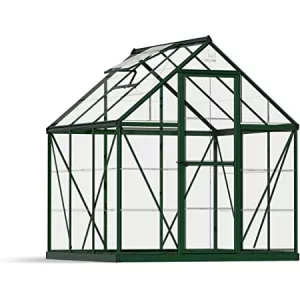 Image of Palram 6 x 6ft Harmony Green Aluminium Apex Greenhouse with Clear Polycarbonate Panels