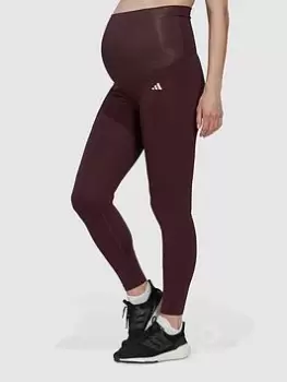 image of adidas 7/8 Maternity Leggings - Dark Red, Dark Red, Size XS, Women