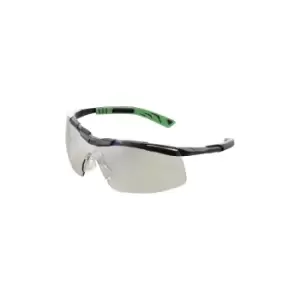 5 x 6 Clear Lens Gun Metal/Green Frame Safety Glasses - main image