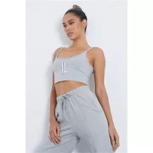 Image of I Saw It First Grey Marl Il Sarto Logo Cropped Hoodie - Grey