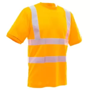 image of Yoko Ladies/Womens Hi-Vis Short Sleeve T-Shirt (M) (Hi Vis Orange)