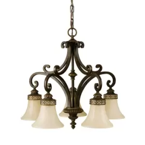 Image of 5 Bulb Chandelier Hanging Pendant LIght Walnut LED E27 60W Bulb