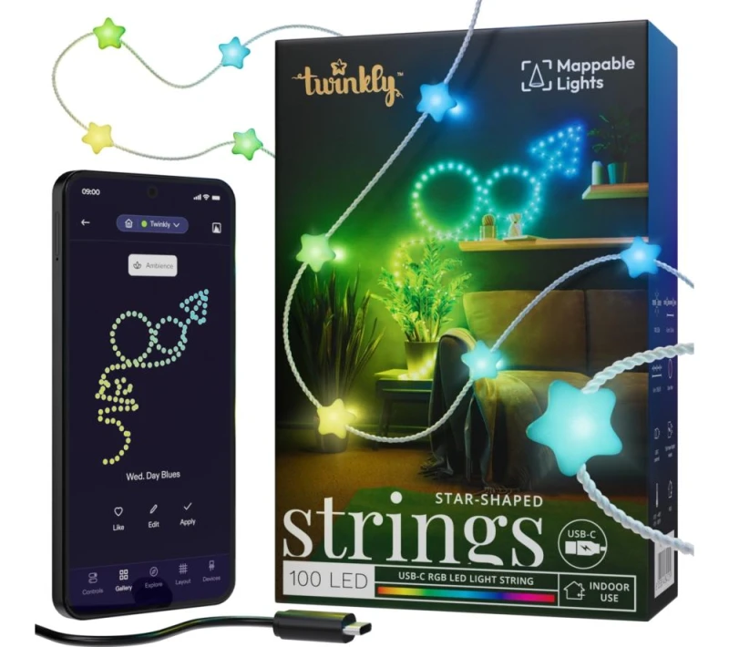 Image of TWINKLY Candies Stars Smart 100 RGB LED String Lights - 6.5 m 8053614841219