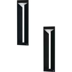 Image of 2 PACK IP54 Outdoor Bollard Light Modern Black Aluminium 10W LED Lamp Post