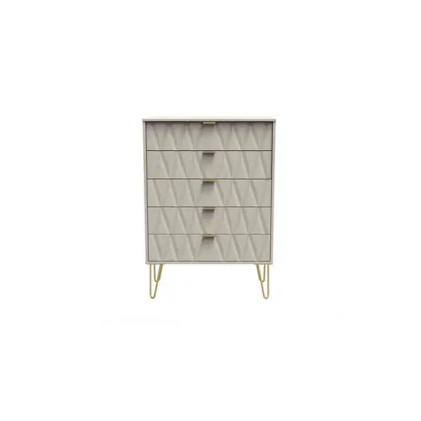 Image of Welcome Furniture Ready Assembled Diamond 5 Drawer Chest In Kashmir Matt