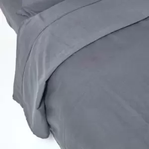 Image of Dark Grey Linen Flat Sheet, King - Grey - Grey - Homescapes
