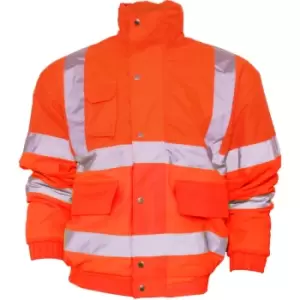 Image of Yoko Mens Hi-Vis Bomber Jacket (3XL) (Hi Vis Orange) - Hi Vis Orange