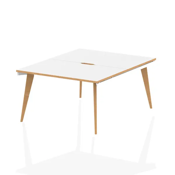 Image of Oslo 1400mm Back to Back 6 Person Desk White Top Natural Wood Edge EXR91655DY