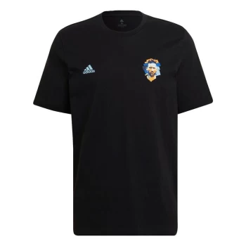 image of adidas Messi Icon Football Graphic T-Shirt Mens - Black