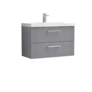 image of Nuie Deco 800mm Wall Hung 2 Drawer Vanity & Basin 1 - Satin Grey