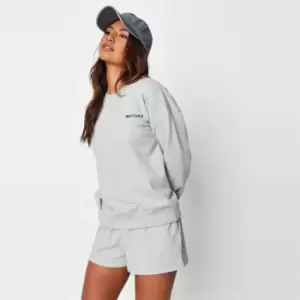 image of Missguided Love Sweater Short Lounge Set - Grey