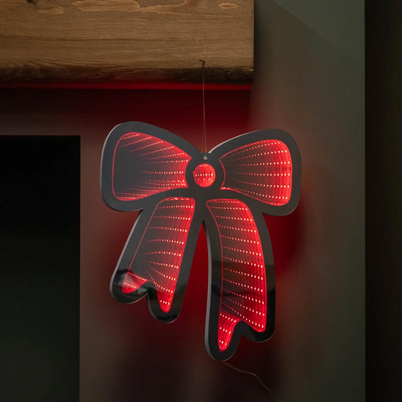 Image of 32cm Light up Hanging Bow Infinity Christmas Decoration with Red LEDs