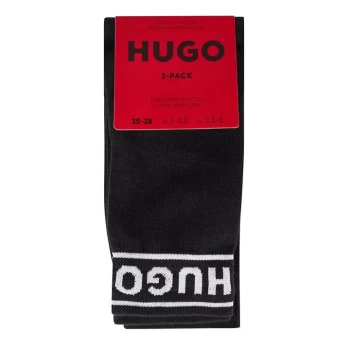 Image of HUGO 2 Pack Logo Crew Socks - Black