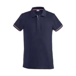Image of Clique Mens Newton Stripe Detail Polo Shirt (XS) (Dark Navy)