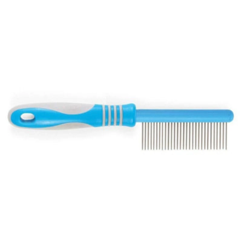 Image of Ancol Blue 'Ergo' Convenient Ergonomic Handle Grooming Medium Dog Comb Blue