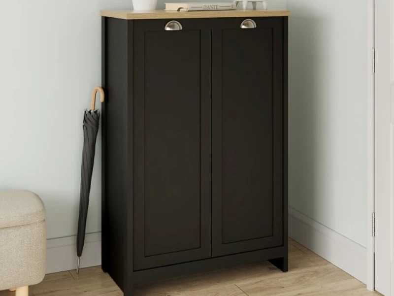 Image of GFW Lancaster 2 Door Shoe Cabinet Black