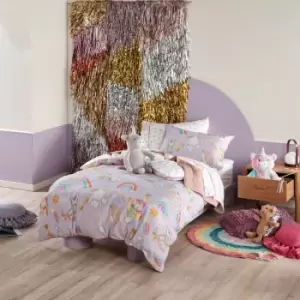 Image of Linen House Kids Unicorniverse Print 100% Cotton Duvet Cover Set, Multi, Double