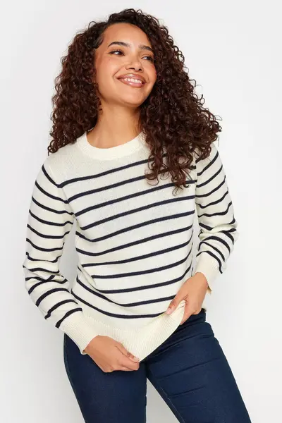 M&Co Petite Petite Navy And Ivory Jumper