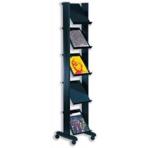 Image of Fast Paper 1-Sided Mobile Literature Display with 5 Shelves Black