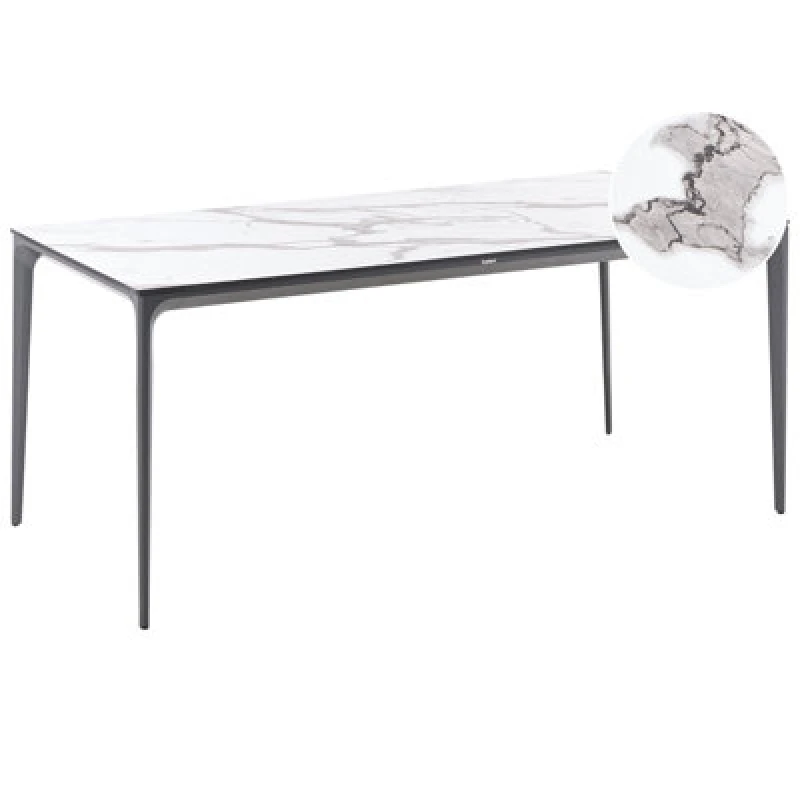Image of Beliani Garden Dining Table Sovareto 180 Cm 90 Cm Marble Effect White Marble