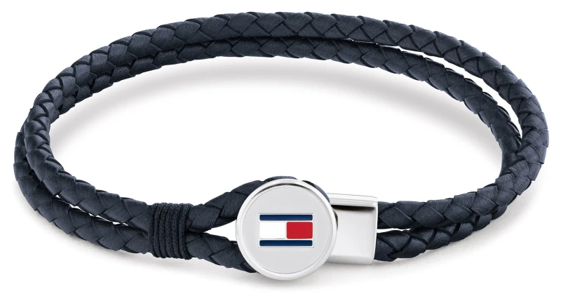 Image of Tommy Hilfiger 2790656 Mens Bruce Blue Leather Bracelet Jewellery