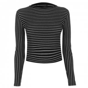 Image of Firetrap Blackseal Long Sleeve Striped T Shirt - Black/White