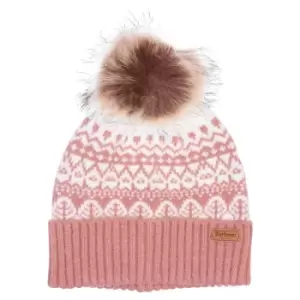 Image of Barbour Womens Alpine Fairisle Beanie Dusty Rose One Size